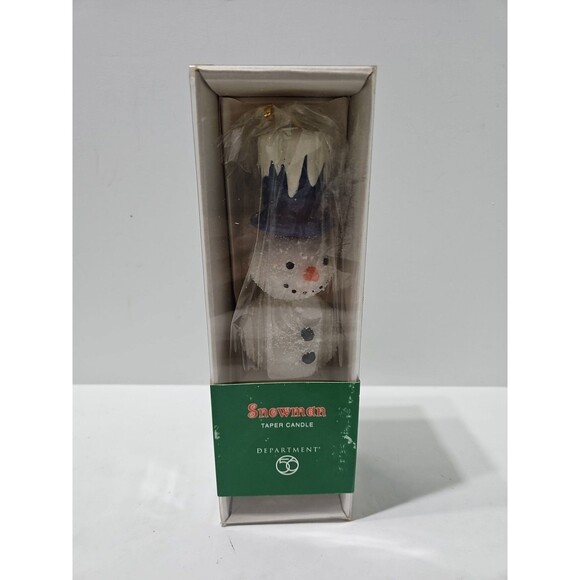 DEPT 56 SNOWMAN TAPER CANDLE 40617 BLUE HAT BRAND NEW - Picture 2 of 5